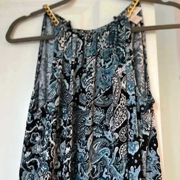 Michael Kors Black, Teal & White Paisley Sleeveless Dress - Picture 3 of 5